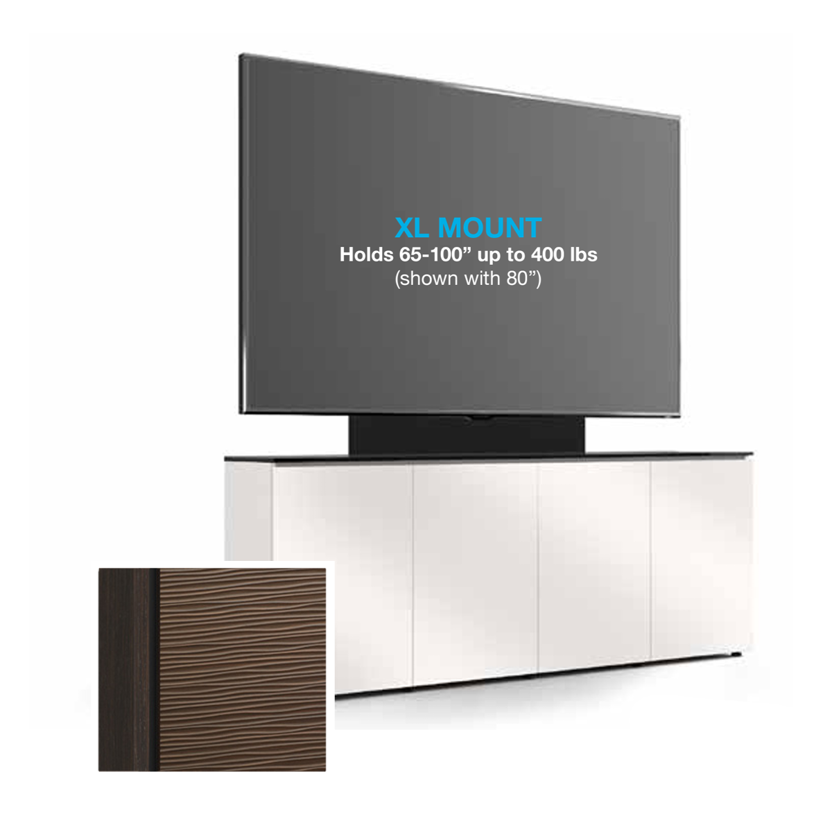 D1/347AMXL/BL/WE 4 Bay, Single XL Monitor Low-Profile, Wall Cabinet, Berlin/Wave Texture- Wenge