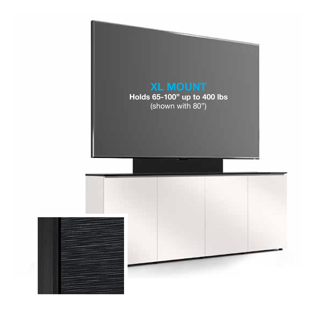 D1/347AMXL/CH/BO 4 Bay, Single XL Monitor Low-Profile, Wall Cabinet, Chicago- Black Oak