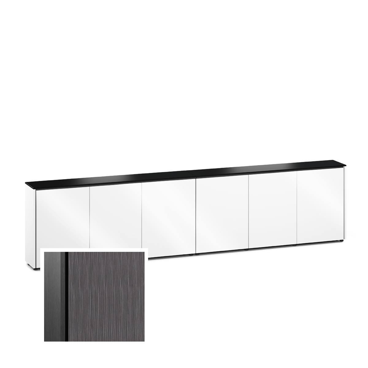 D1/367A/SE/GO 6 Bay Low-Profile, Wall Cabinet, Seattle - Gray Oak Textured
