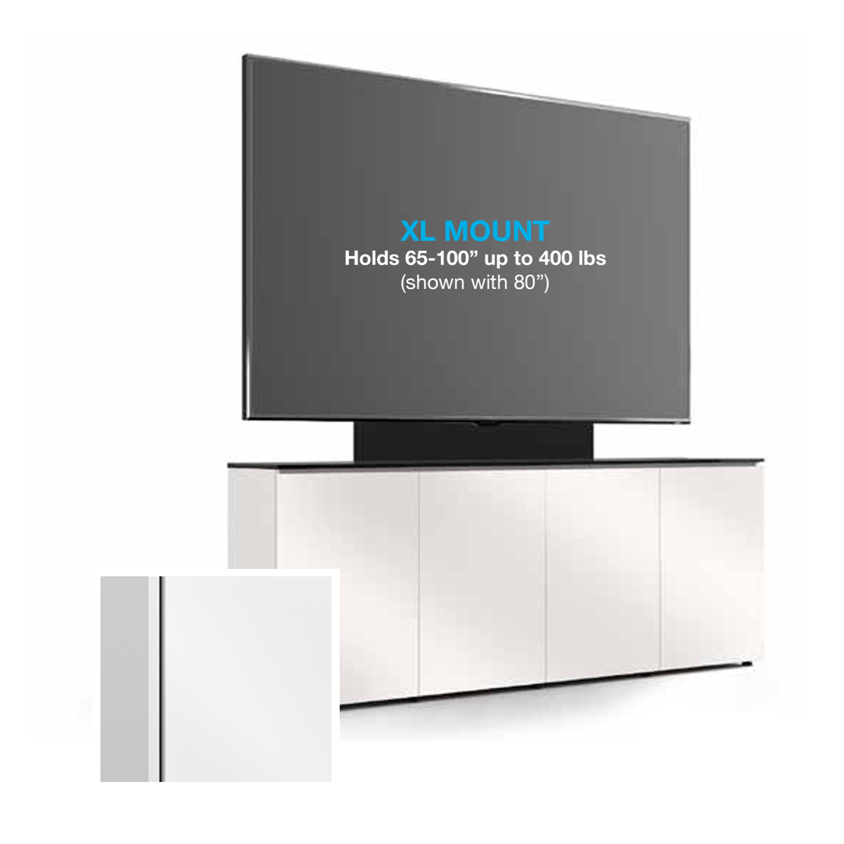 D1/347AMXL/MM/GW/BK 4 Bay, Single XL Monitor Low-Profile, Wall Cabinet, Miami- Gloss White / Black Phenolic