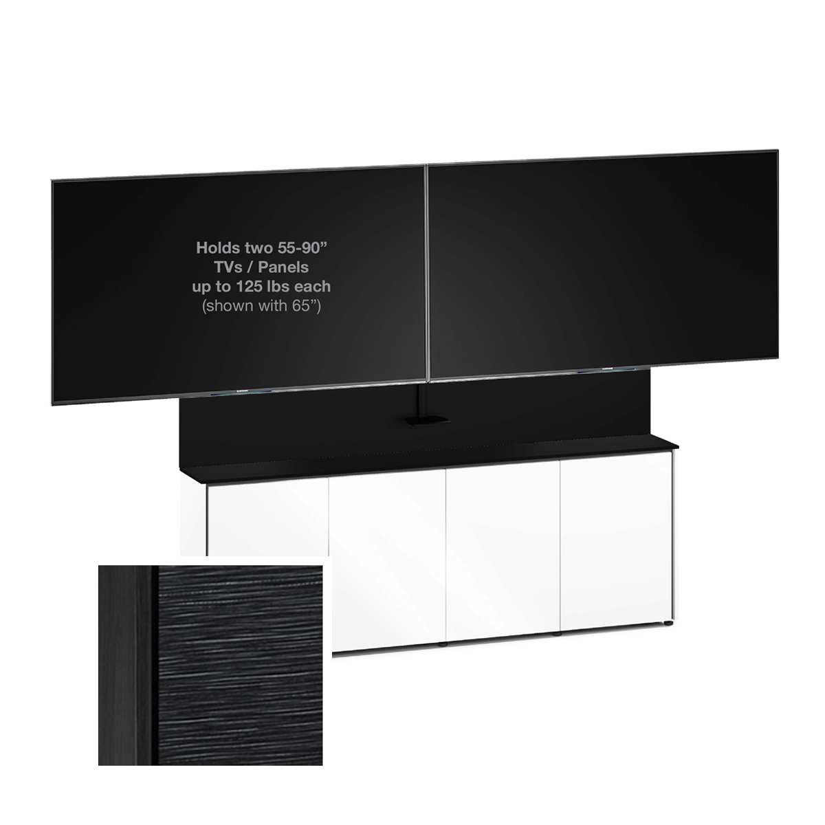 D1/347AM2/CH/BO 4 Bay Dual Monitor Low-Profile, Wall Cabinet, Chicago- Black Oak