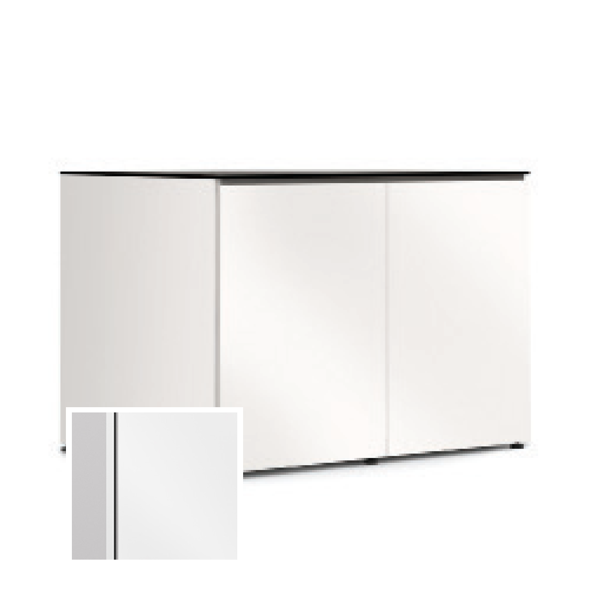 D3/323B/MM/GW 2 Bay, Deep Profile Cabinet - Gloss White/Black Top