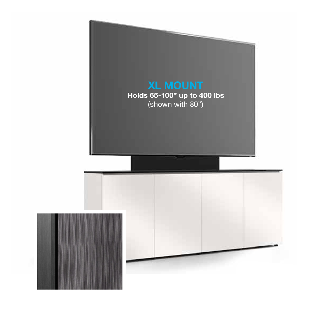 D1/347AMXL/SE/GO 4 Bay, Single XL Monitor Low-Profile, Wall Cabinet, Seattle - Gray Oak Textured