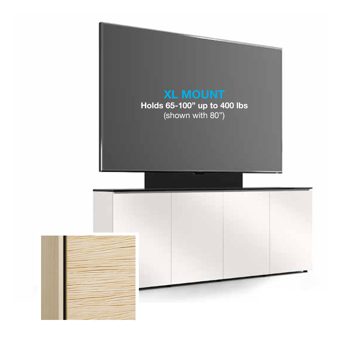 D1/347AMXL/DV/NO 4 Bay, Single XL Monitor Low-Profile, Wall Cabinet, Denver- Natural Oak