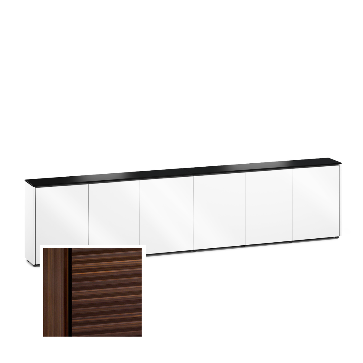 D1/367A/ZU/OB 6 Bay Low-Profile, Wall Cabinet, Zurich/Linear Texture- Opium Brown