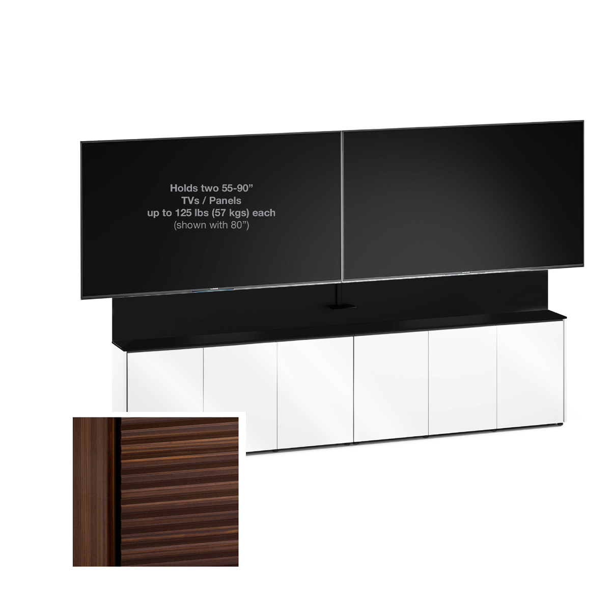 D1/367AM2/ZU/OB 6 Bay, Dual Monitor Low-Profile, Wall Cabinet, Zurich/Linear Texture- Opium Brown