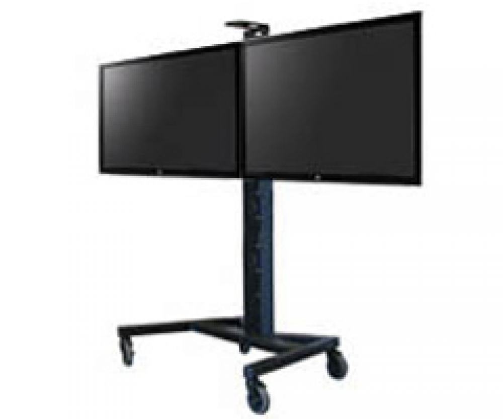 PM-XFL-D Large Mobile Display Stand for Dual Monitors