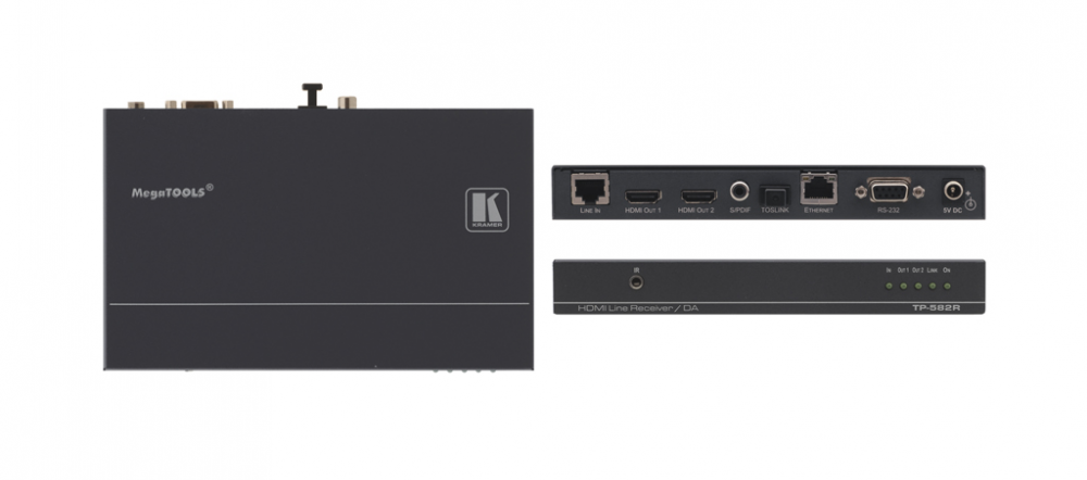 TP-582R 1:2 HDMI Plus Bi-directional RS-232, Ethernet & IR over Twisted Pair Receiver