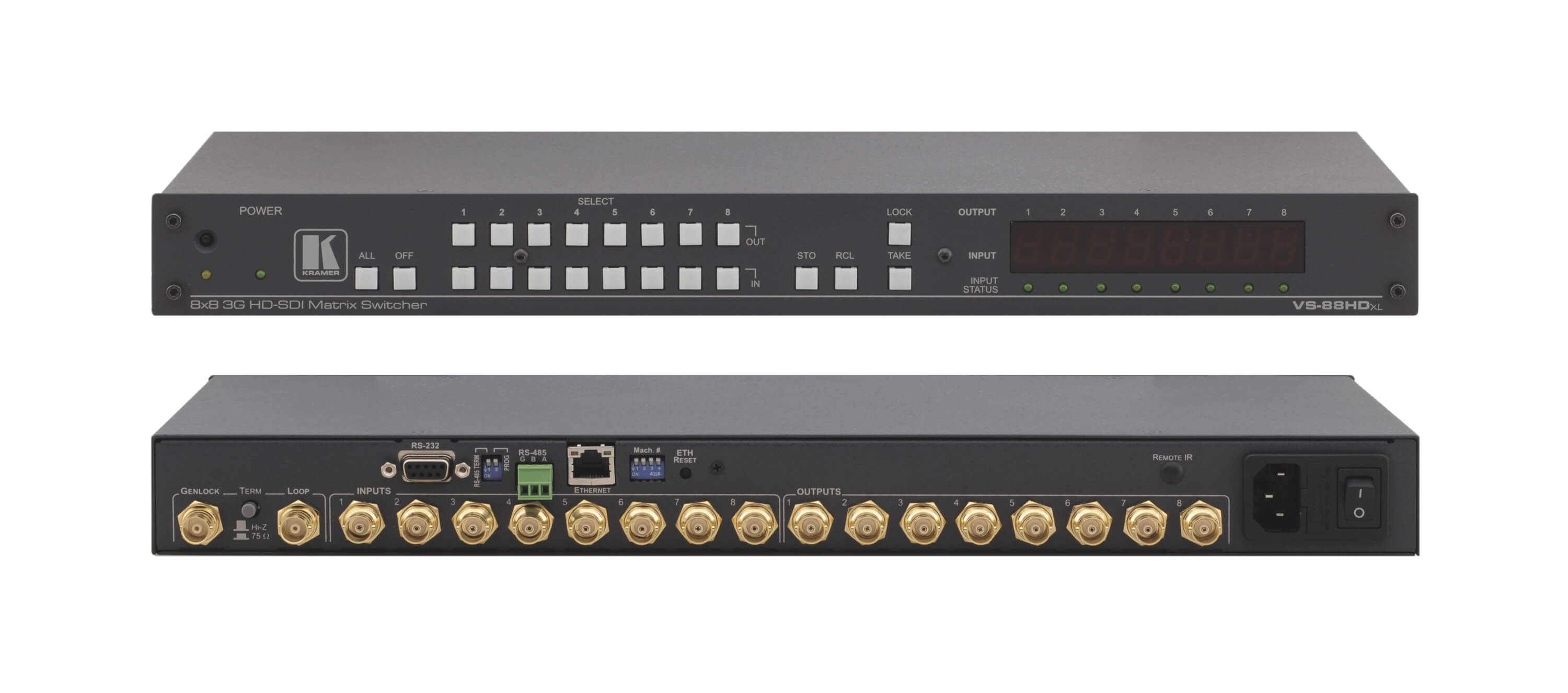 VS-88HDXL 8x8 3G HD–SDI Matrix Switcher