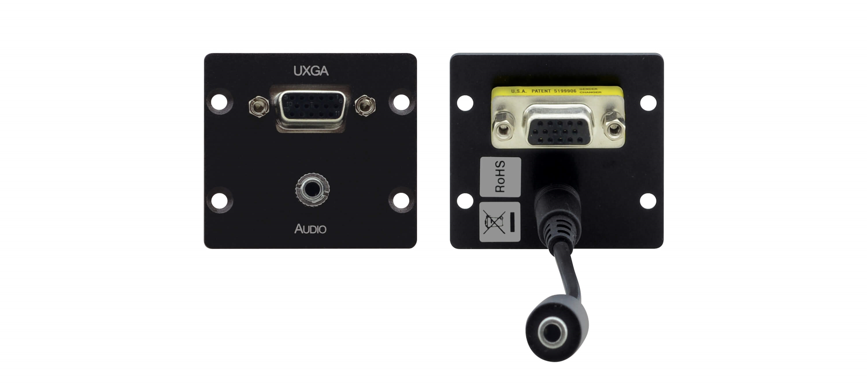 WXA-2P B Wall Plate Insert — 15–pin HD & 3.5mm Stereo Audio